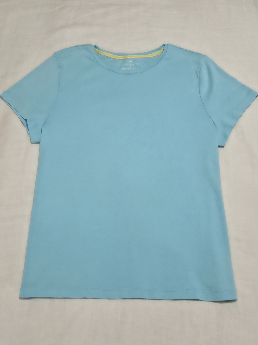 Talbots Pima Crewneck Tee Light Blue - Picture 1 of 14